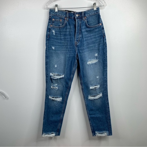H&M Denim - NWT H&M Divided Mom Jean High Rise Ripped Size‎ 6. Ankle Length